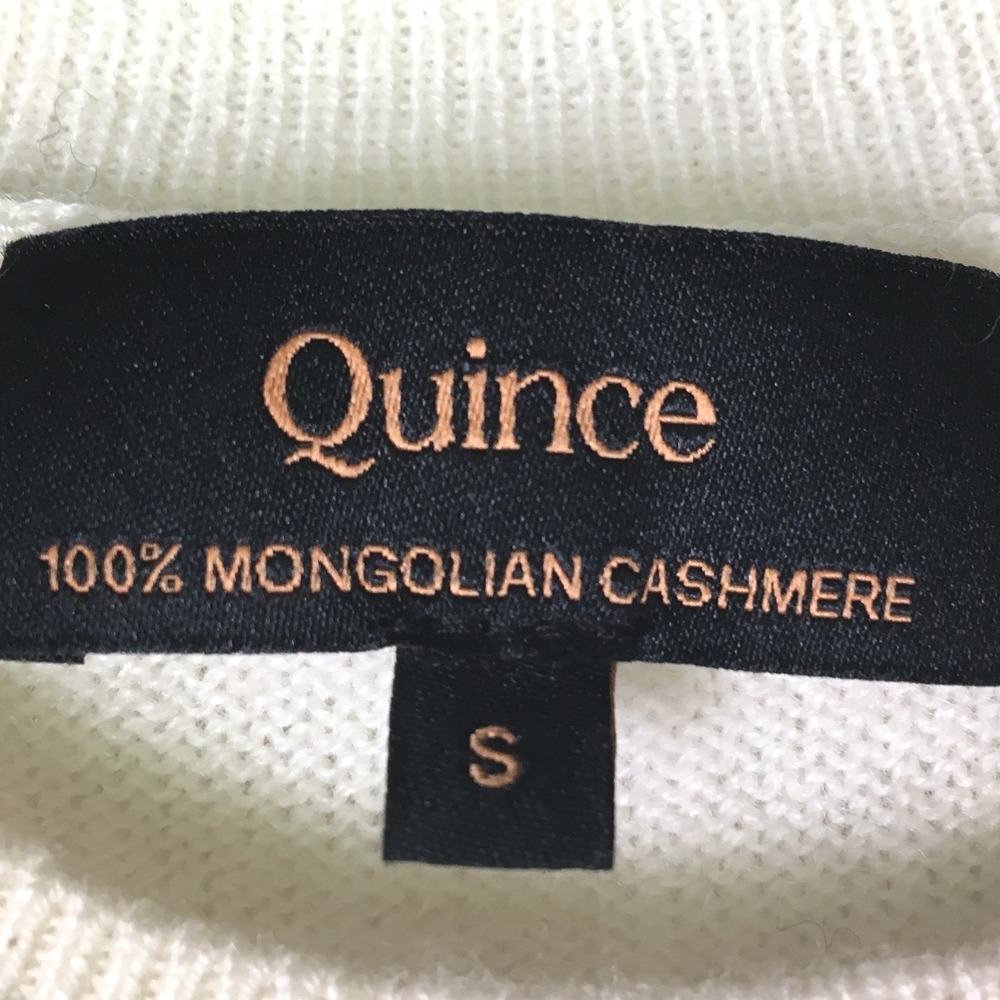 Quince 100% Mongolian Cashmere Short Sleeve Sweater S Ivory White - Picture 3 of 4